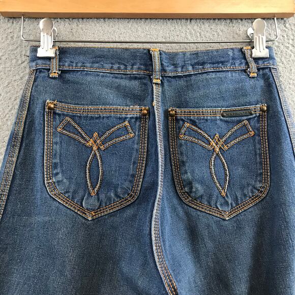 Vintage 70s Pentimento Flare Bell Bottom High Waist Denim Jeans size waist 26 - Picture 3 of 12